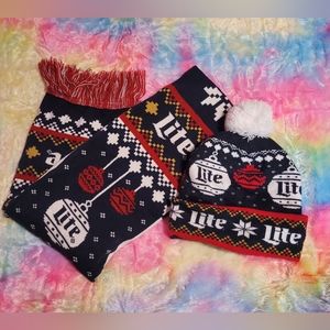 LIMITED HOLIDAY EDITION Miller Lite Beer 'Ugly Christmas Sweater' Hat & Scarf